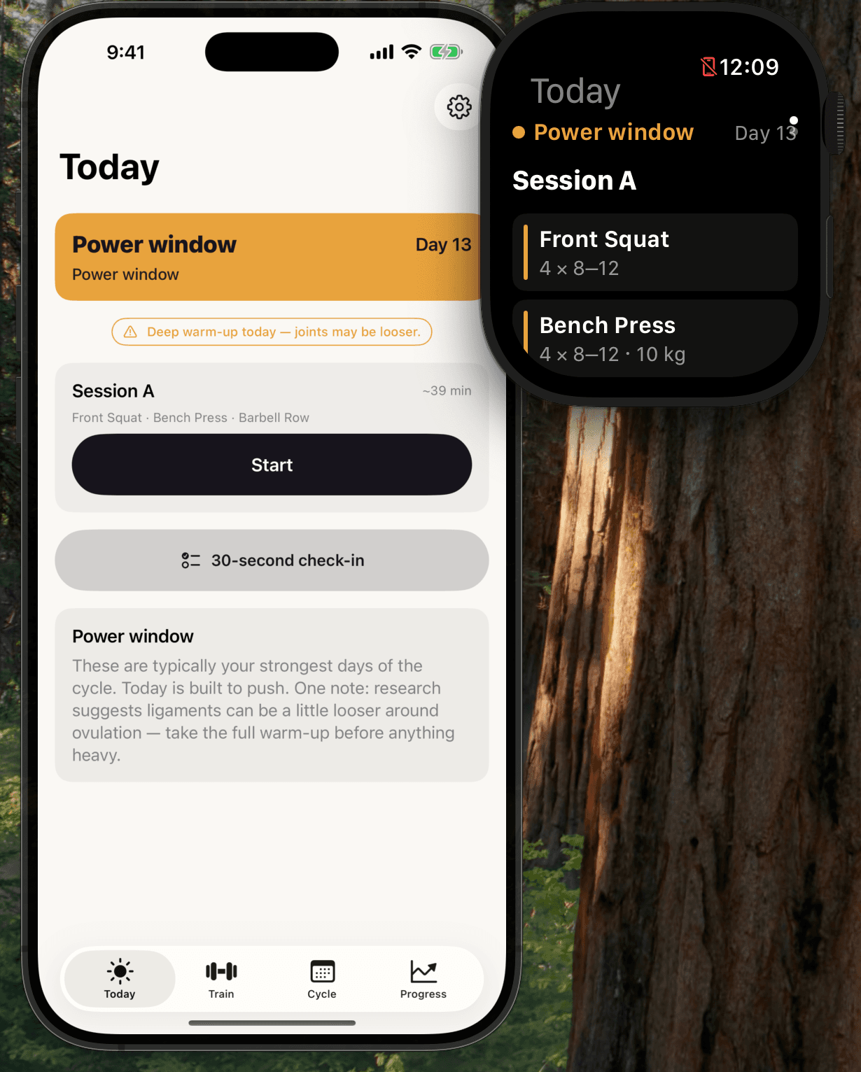 Phase Today on iPhone and Apple Watch